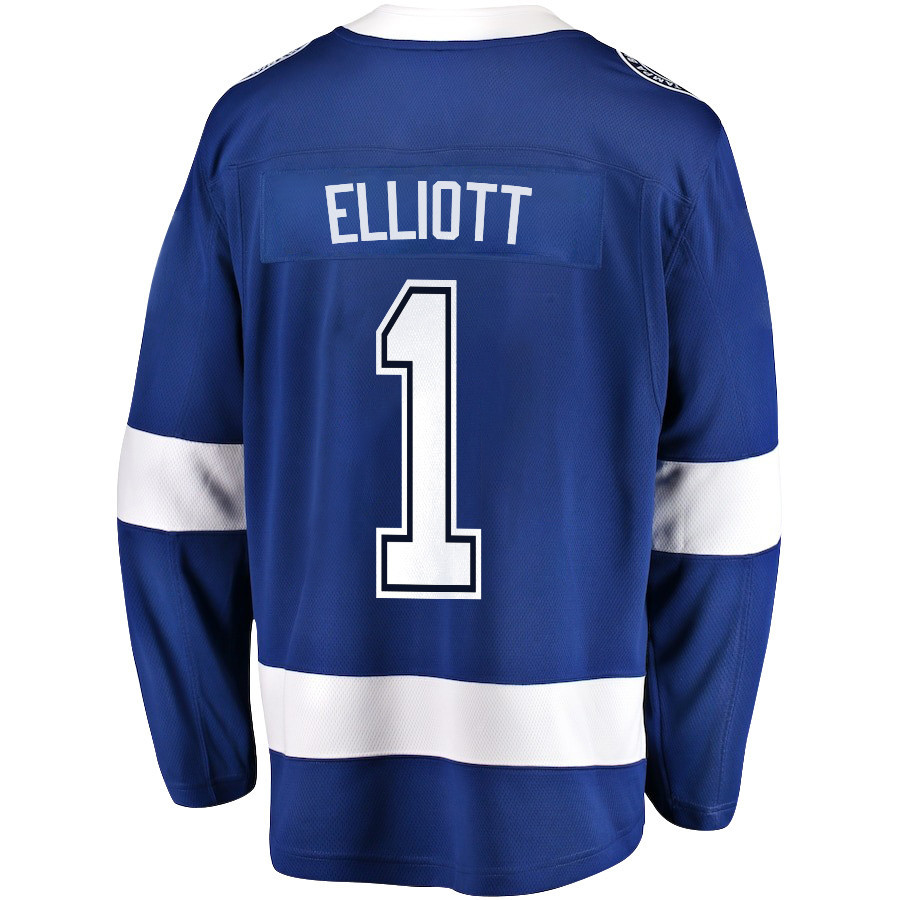 Brian Elliott 1 Tampa Bay Lightning Stanley Cup 2023 Playoffs Patch Home Breakaway Men Stitched Jersey – Blue
