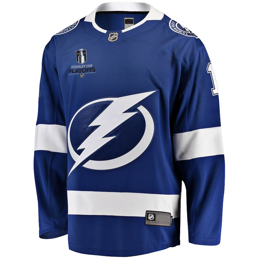 Brian Elliott 1 Tampa Bay Lightning Stanley Cup 2023 Playoffs Patch Home Breakaway Men Stitched Jersey – Blue