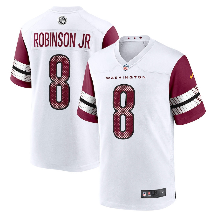 Brian Robinson Jr. 8 Washington Commanders Away Stitched Jersey – White