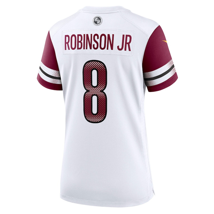 Brian Robinson Jr. 8 Washington Commanders Women’s Away Game Player Stitched Jersey – White