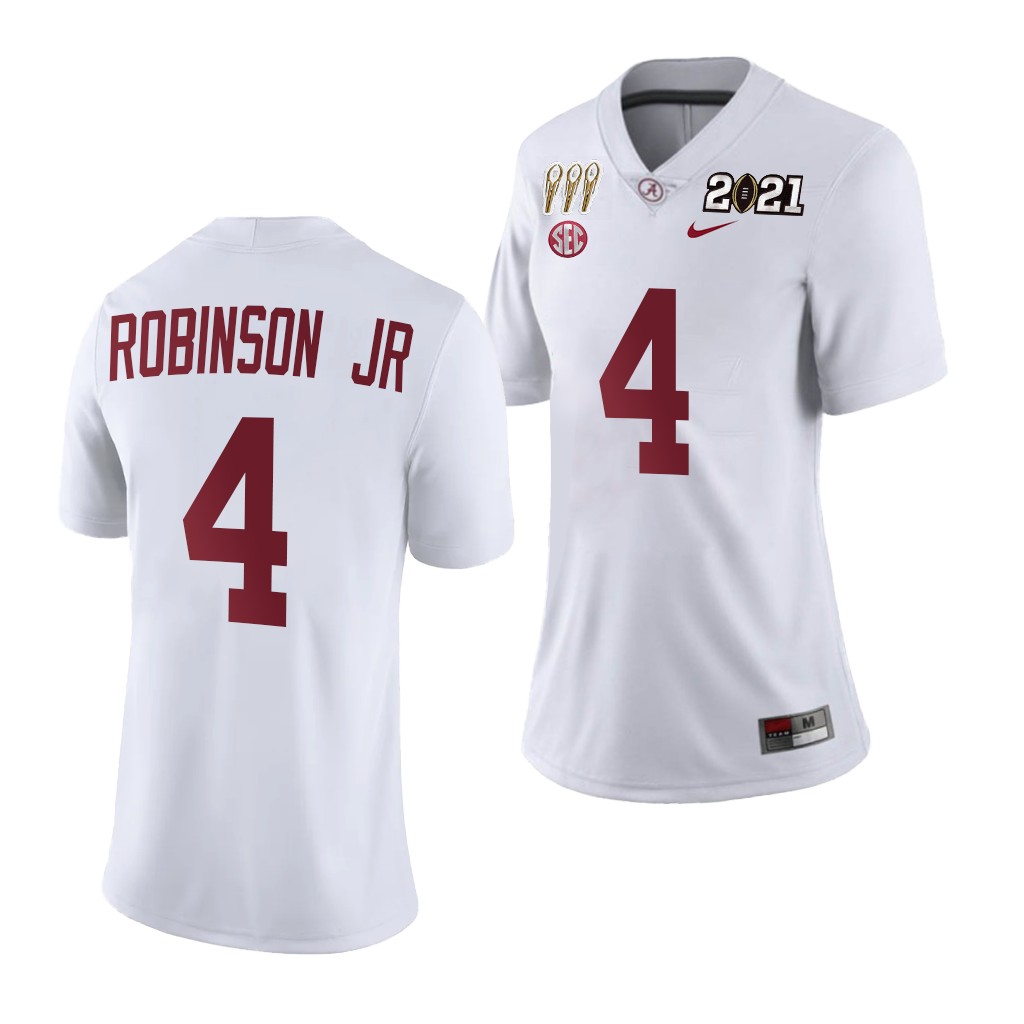 Brian Robinson Jr. Alabama Crimson Tide 3X CFP National Championship Women's Jersey White Limited