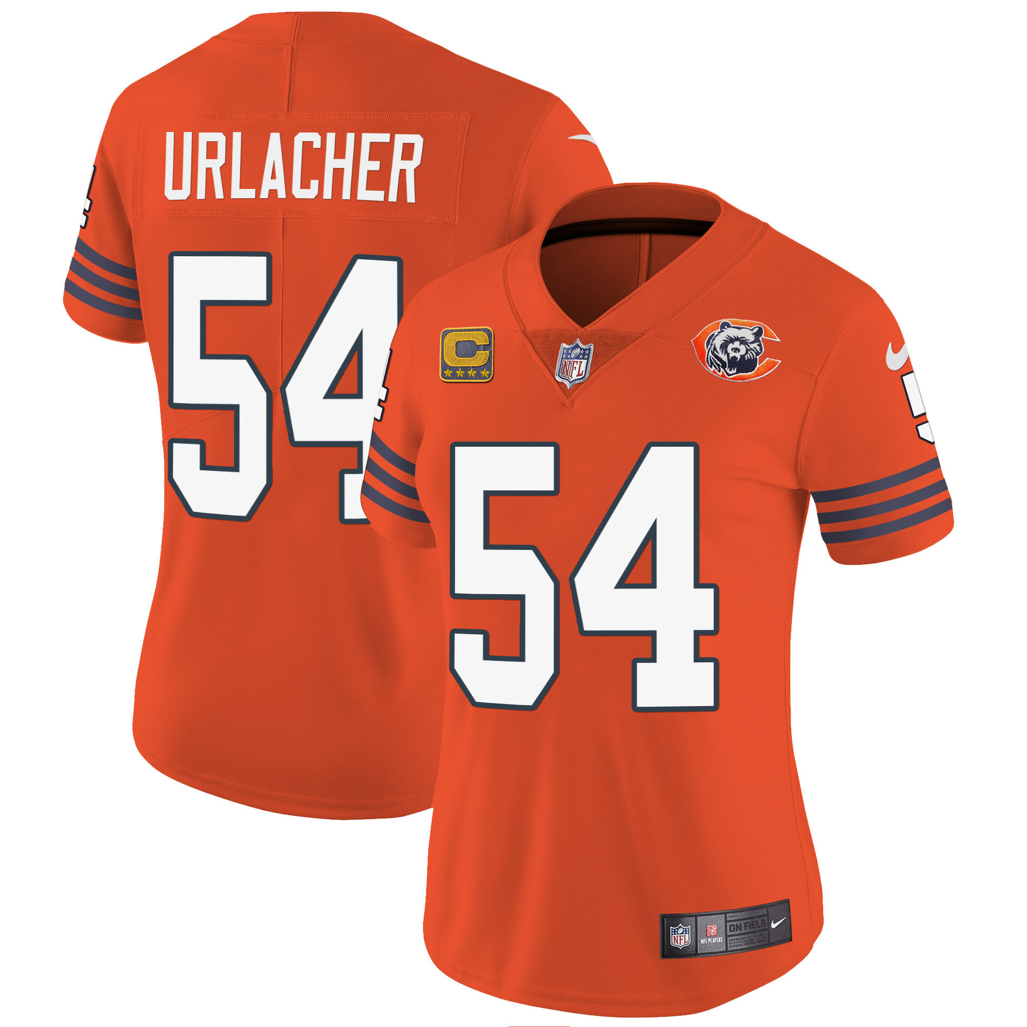 Brian Urlacher Women's Chicago Bears Throwback Vapor Orange Jersey - All Stitched 