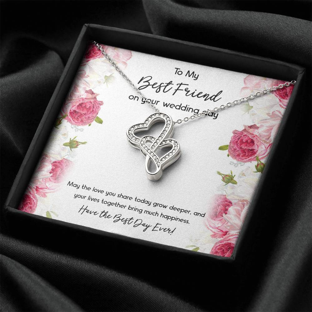 Bride Gifts, Have the Best Day Ever, Double Heart Necklace For Women, Wedding Day Thank You Ideas From Best Friend