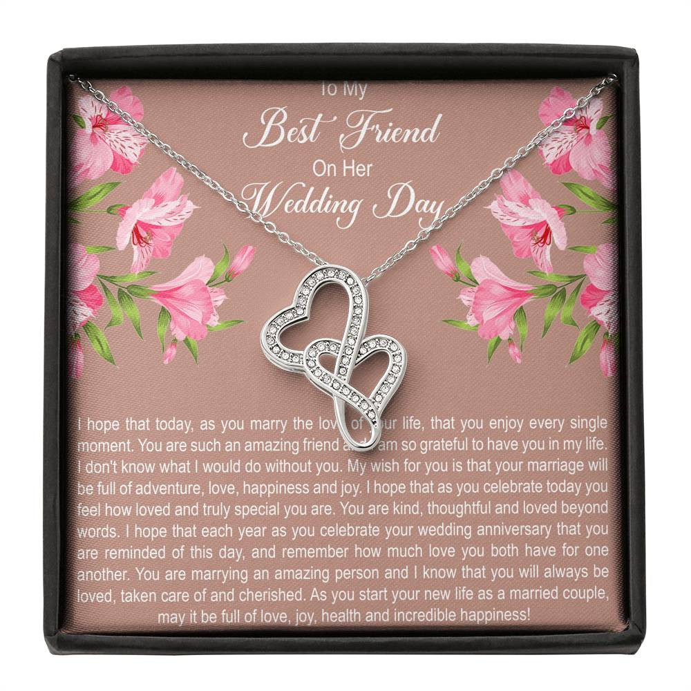 Bride Gifts, I Hope You Enjoy Every Single Moment, Double Heart Necklace For Women, Wedding Day Thank You Ideas From Best Friend
