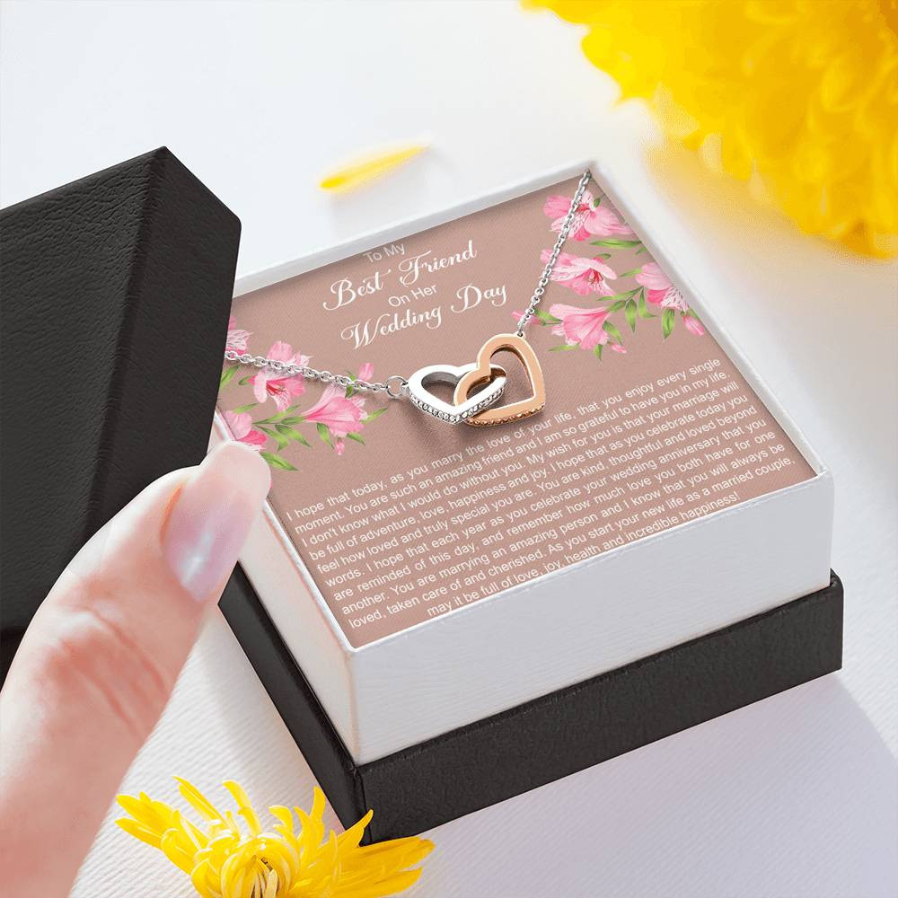 Bride Gifts, I Hope You Enjoy Every Single Moment, Interlocking Heart Necklace For Women, Wedding Day Thank You Ideas From Best Friend