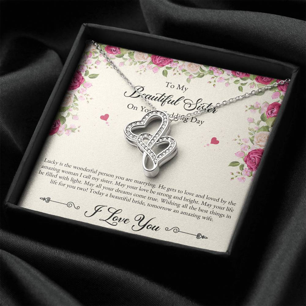 Bride Gifts, I Love You, Double Heart Necklace For Women, Wedding Day Thank You Ideas From Sister