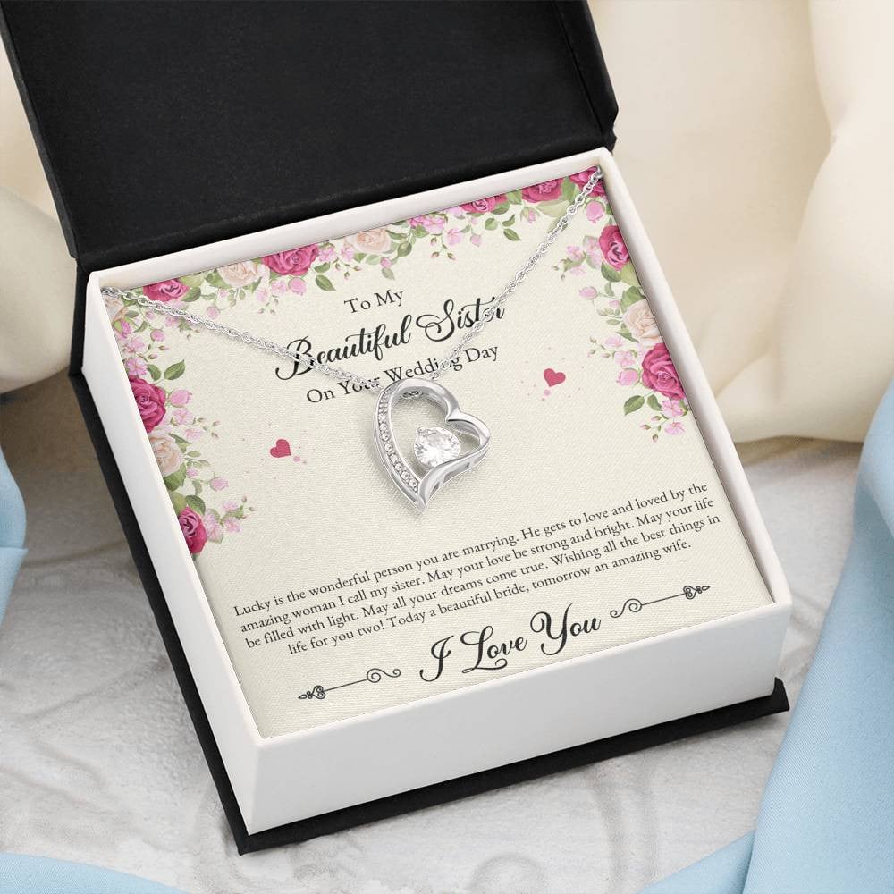 Bride Gifts, I Love You, Forever Love Heart Necklace For Women, Wedding Day Thank You Ideas From Sister