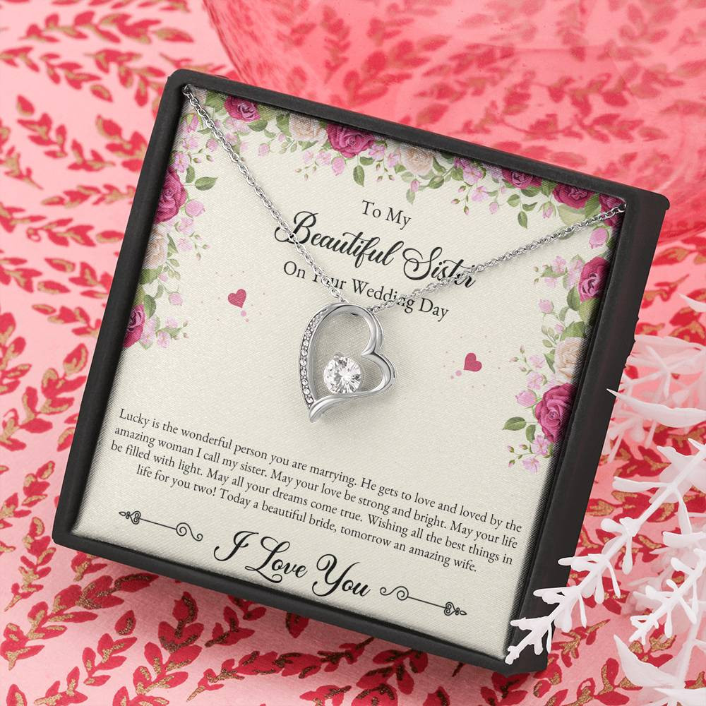 Bride Gifts, I Love You, Forever Love Heart Necklace For Women, Wedding Day Thank You Ideas From Sister