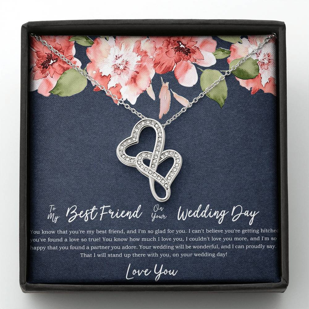 Bride Gifts, I’m So Happy You Found A Partner, Double Heart Necklace For Women, Wedding Day Thank You Ideas From Best Friend