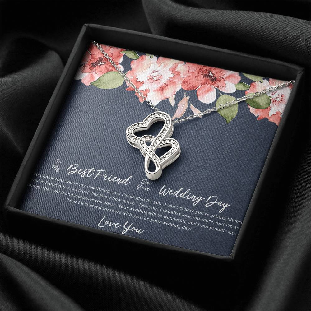 Bride Gifts, I’m So Happy You Found A Partner, Double Heart Necklace For Women, Wedding Day Thank You Ideas From Best Friend