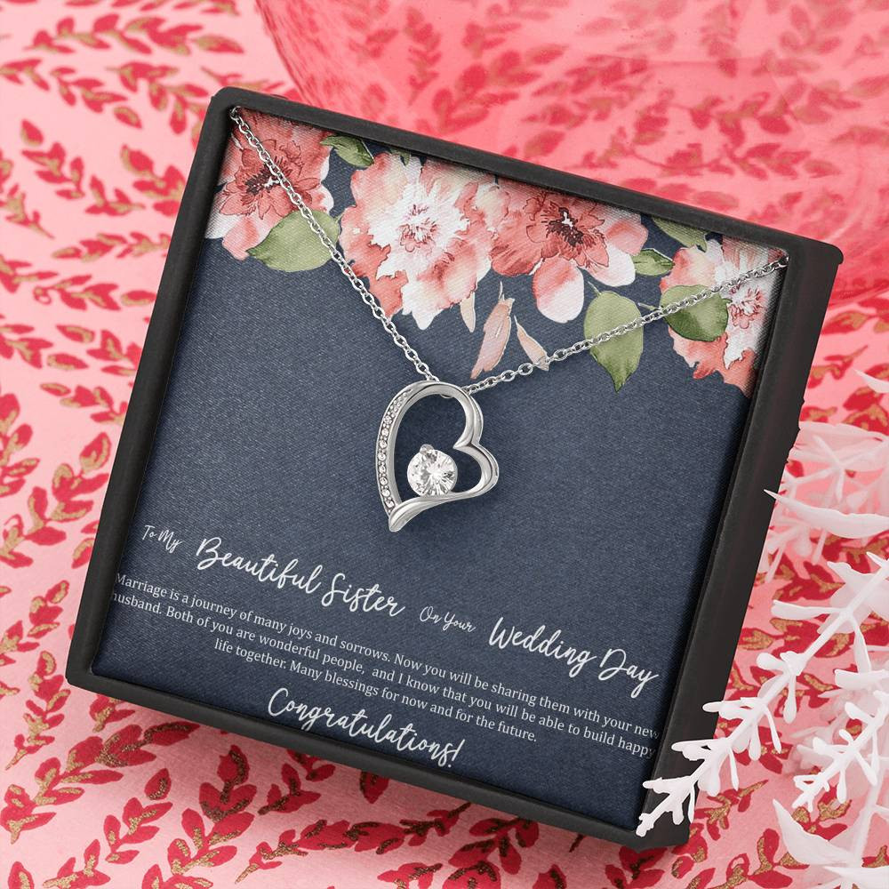 Bride Gifts, Marriage Is A Journey, Forever Love Heart Necklace For Women, Wedding Day Thank You Ideas From Sister