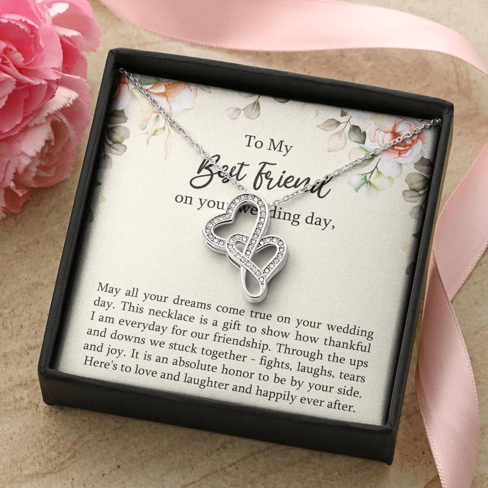 Bride Gifts, May All Your Dreams Come True, Double Heart Necklace For Women, Wedding Day Thank You Ideas From Best Friend