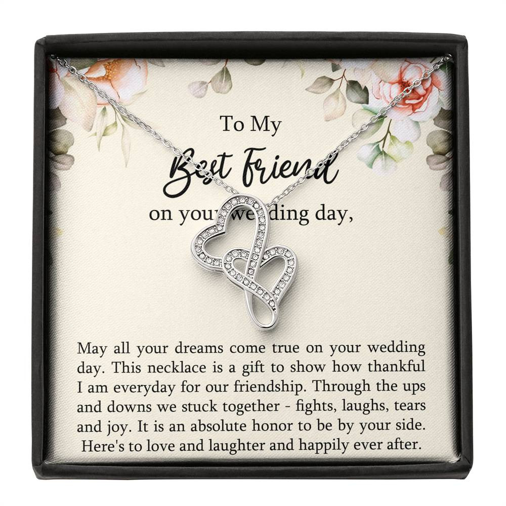 Bride Gifts, May All Your Dreams Come True, Double Heart Necklace For Women, Wedding Day Thank You Ideas From Best Friend
