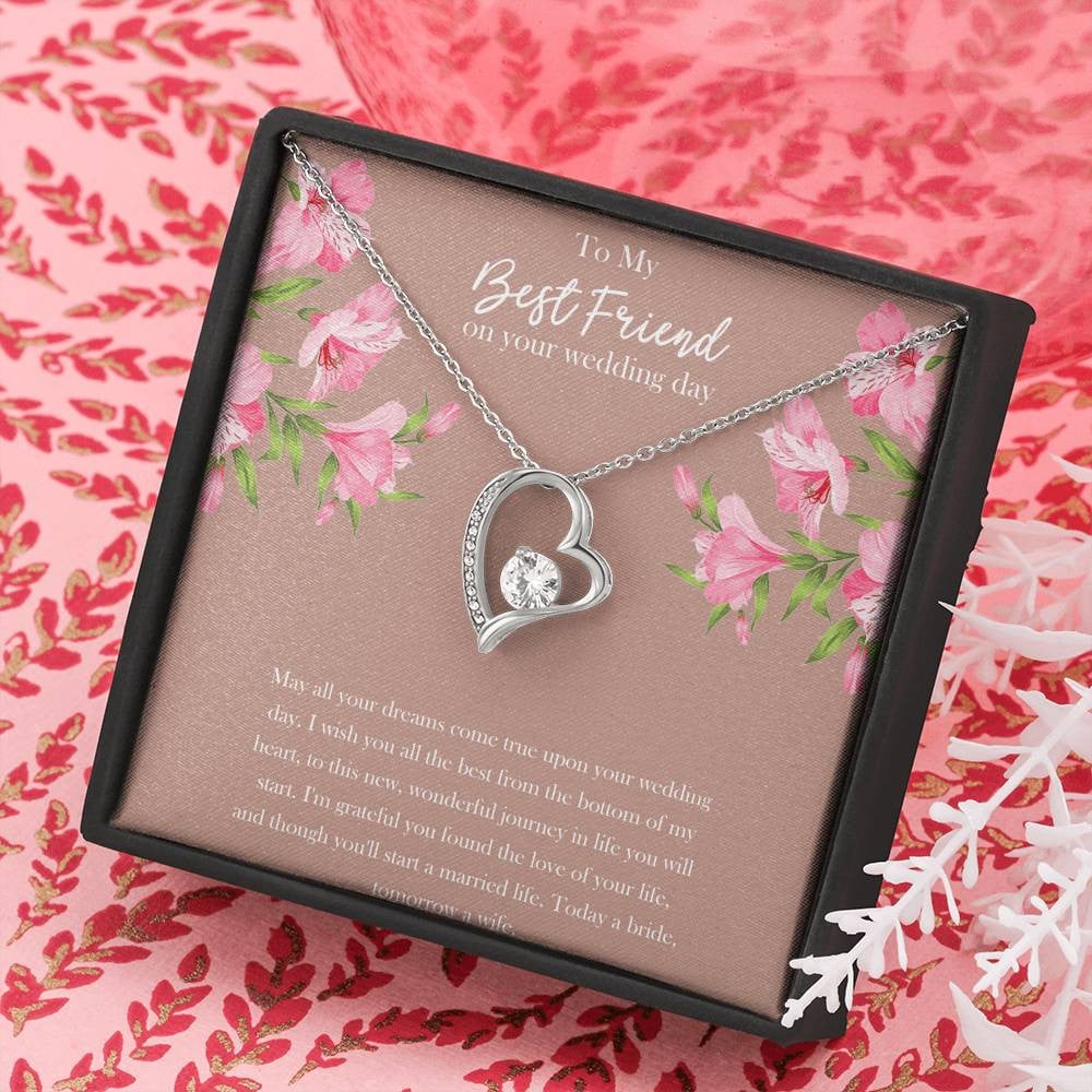 Bride Gifts, May All Your Dreams Come True, Forever Love Heart Necklace For Women, Wedding Day Thank You Ideas From Best Friend