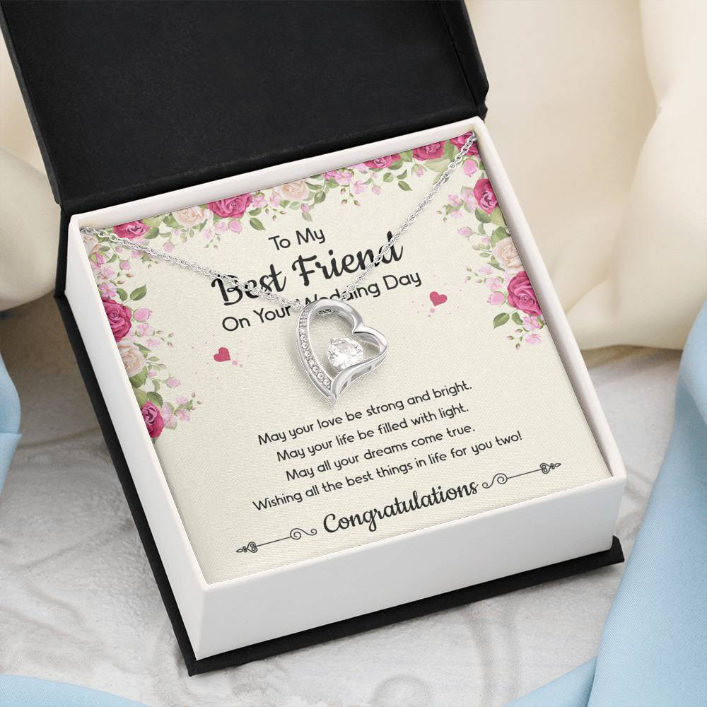 Bride Gifts, May Your Love Be Strong And Bright, Forever Love Heart Necklace For Women, Wedding Day Thank You Ideas From Best Friend