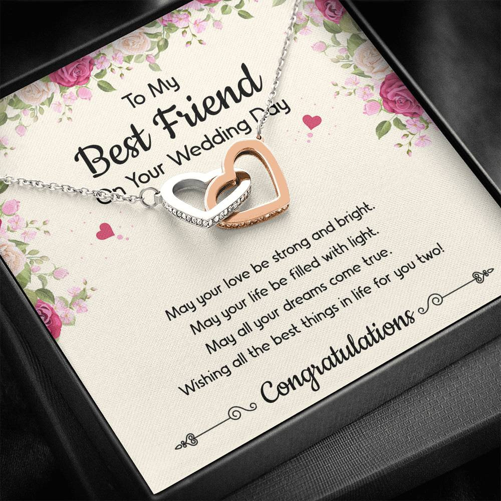 Bride Gifts, May Your Love Be Strong And Bright, Interlocking Heart Necklace For Women, Wedding Day Thank You Ideas From Best Friend