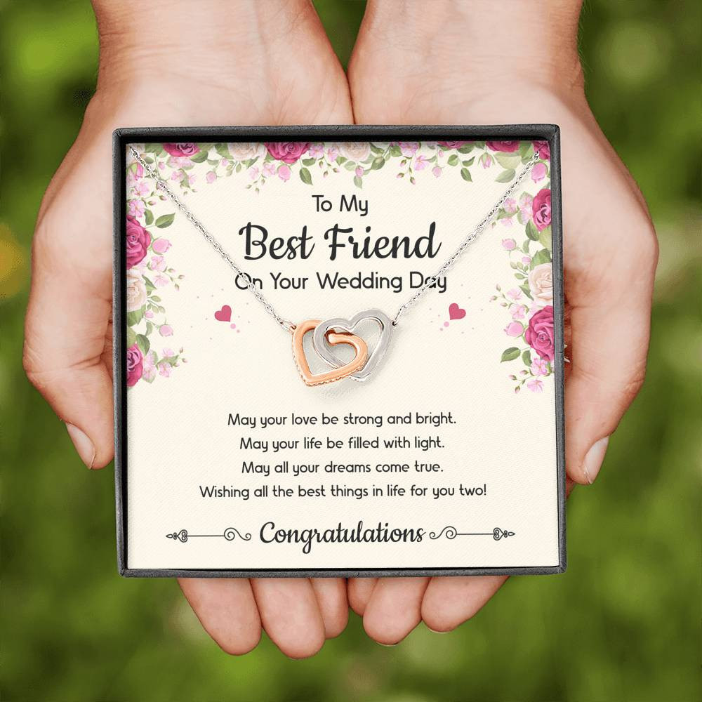 Bride Gifts, May Your Love Be Strong And Bright, Interlocking Heart Necklace For Women, Wedding Day Thank You Ideas From Best Friend