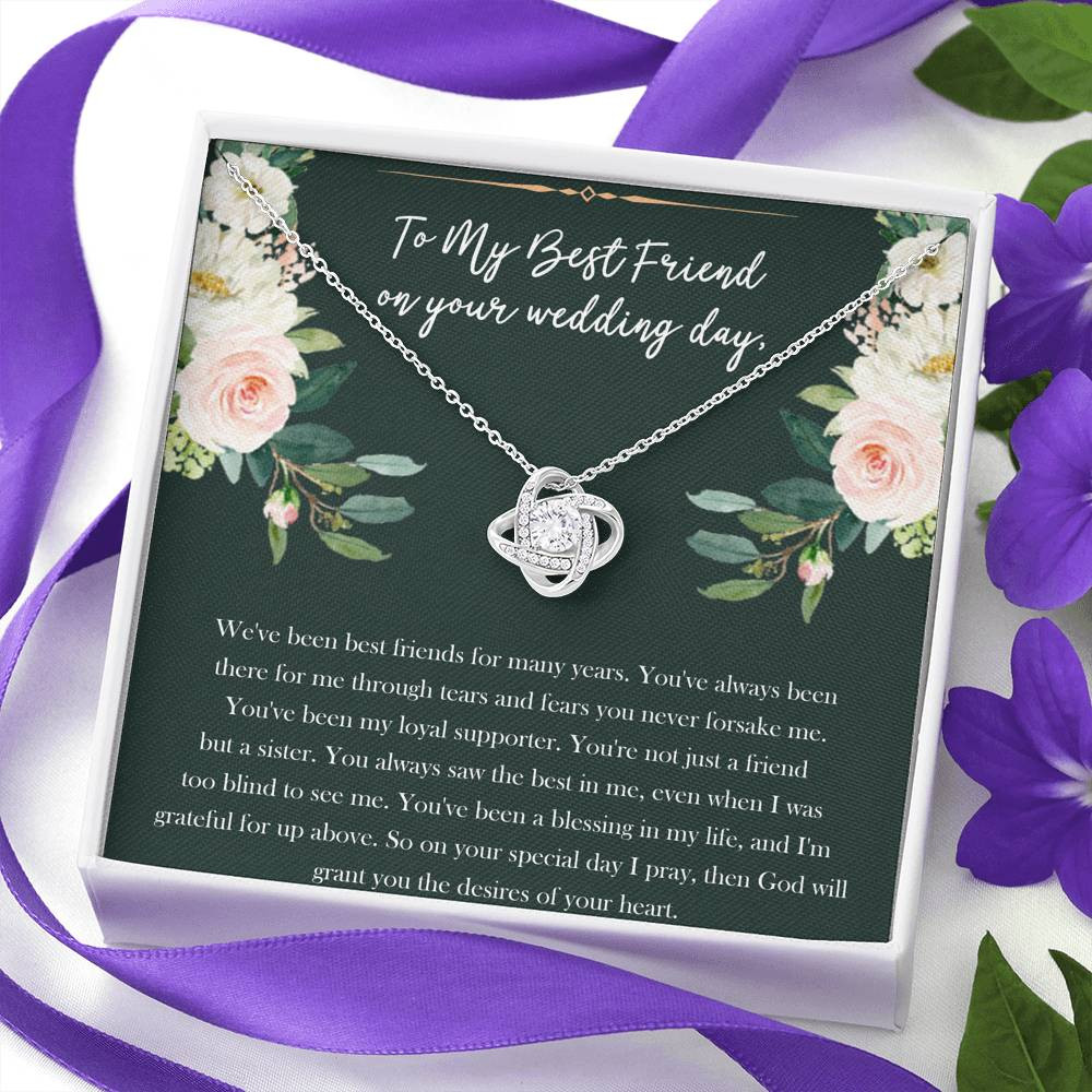 Bride Gifts, Not Just A Friend But A Sister, Love Knot Necklace For Women, Wedding Day Thank You Ideas From Best Friend