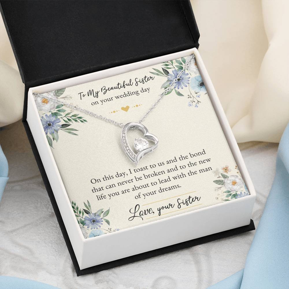 Bride Gifts, On This Day, Forever Love Heart Necklace For Women, Wedding Day Thank You Ideas From Sister