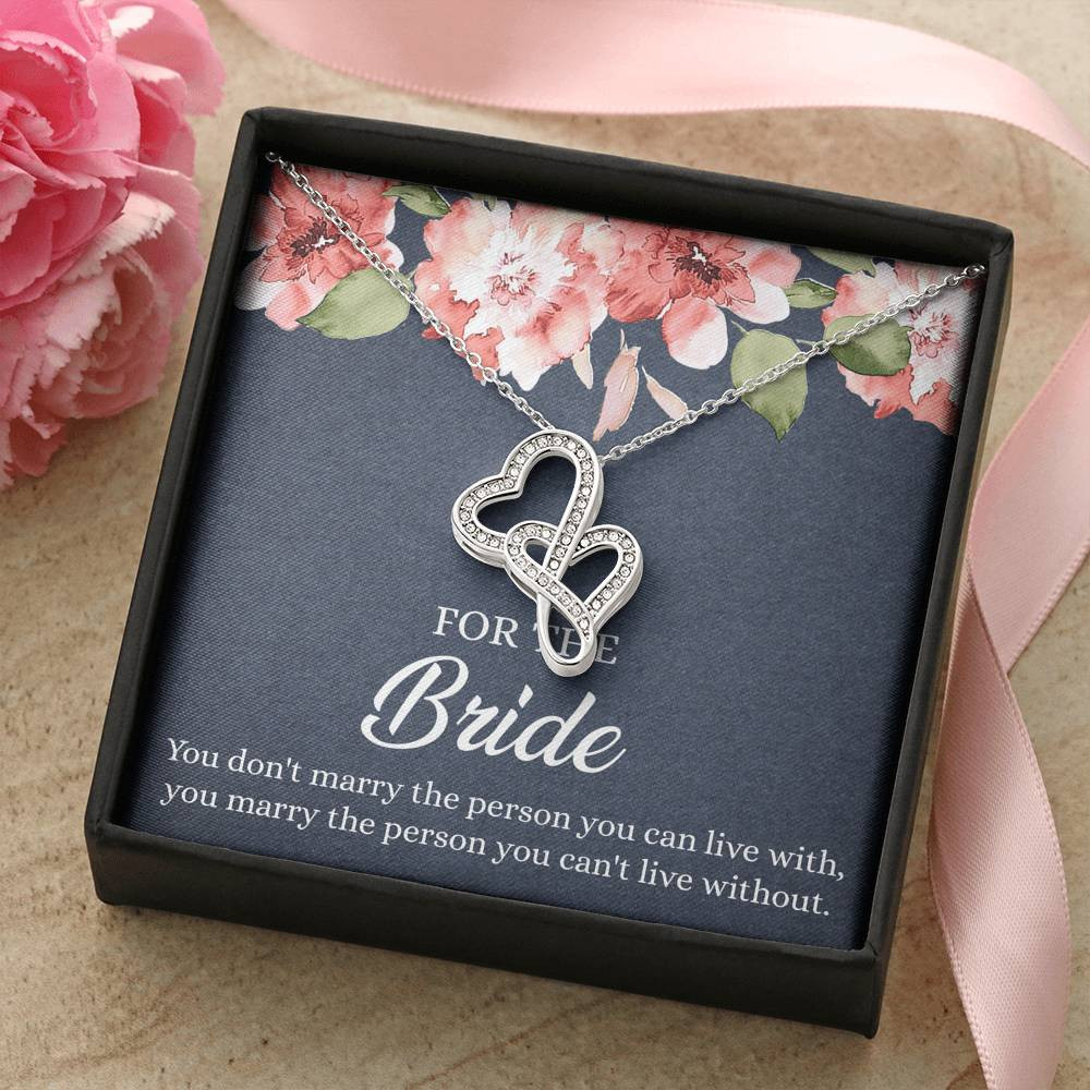 Bride Gifts, You Marry The Person You Can’t Live Without, Double Heart Necklace For Women, Wedding Day Thank You Ideas From Bridesmaid
