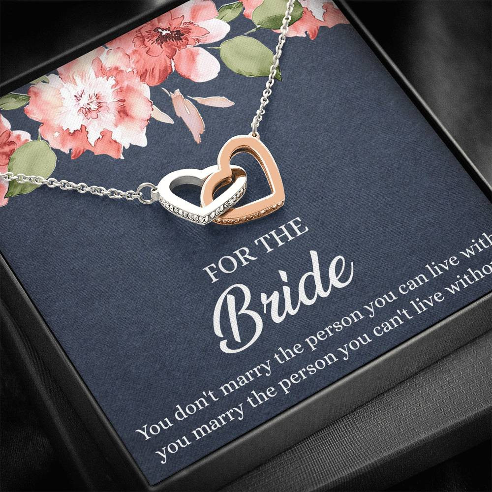 Bride Gifts, You Marry The Person You Can’t Live Without, Interlocking Heart Necklace For Women, Wedding Day Thank You Ideas From Bridesmaid