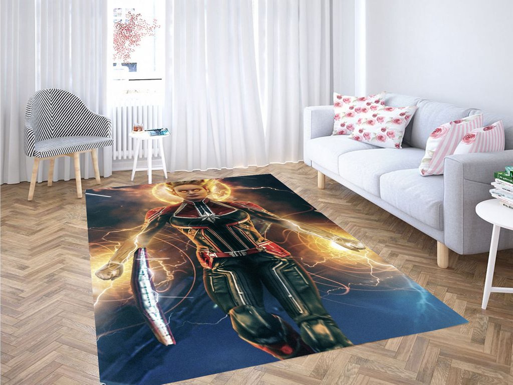 Brie Larson As Captain Marvel Living Room Modern Carpet Rectangle Rug