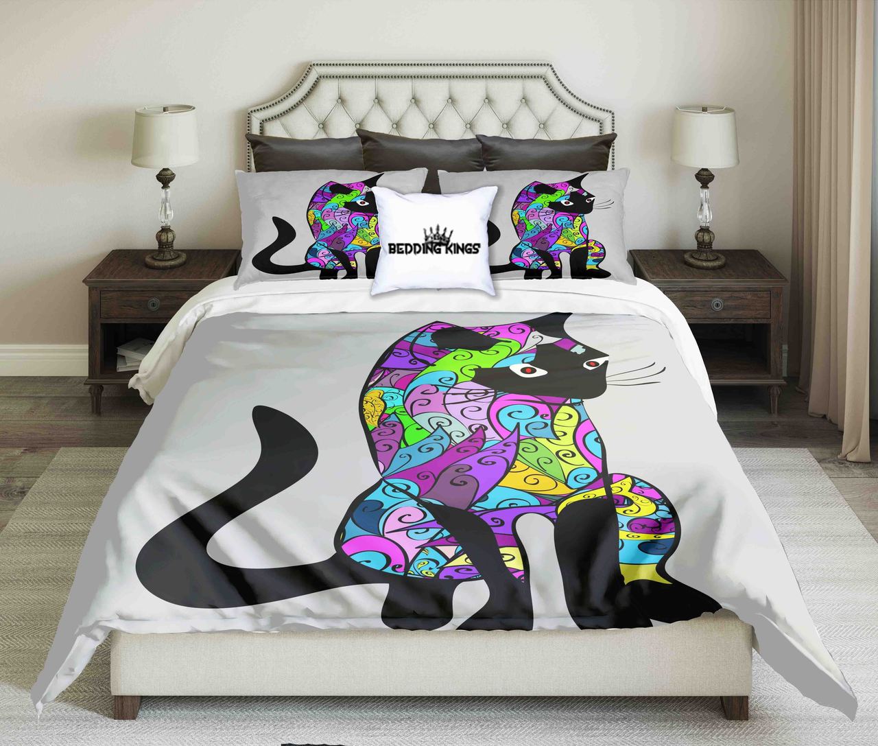 Bright Colour Cat Kings 3D Customized Duvet Cover Bedding Set