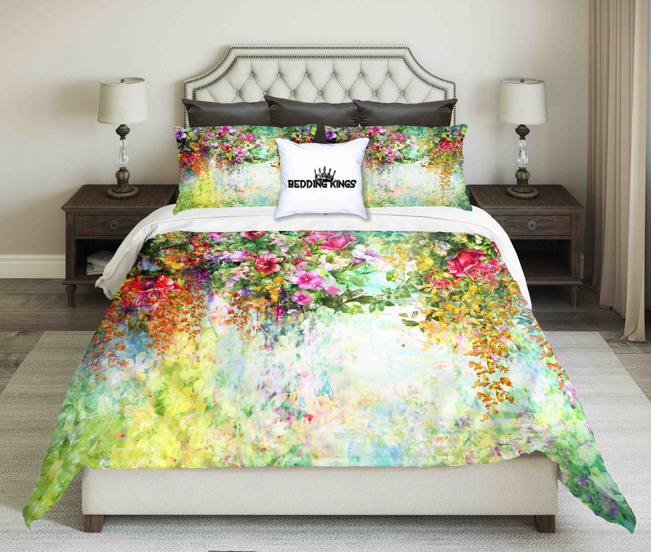 Bright Floral Kings 3D Customized Duvet Cover Bedding Set