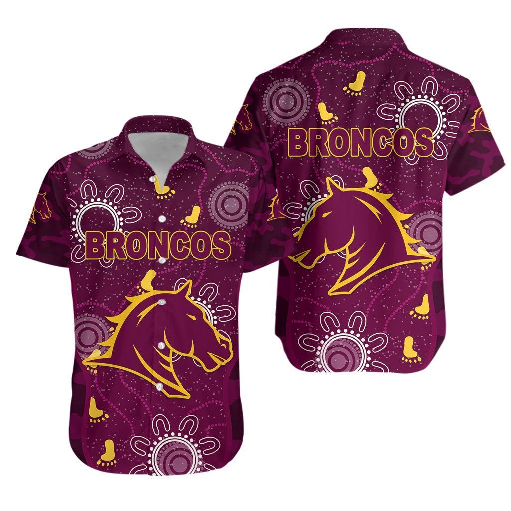 Brisbane Broncos Hawaiian Shirt Anzac Day Camouflage Indigenous