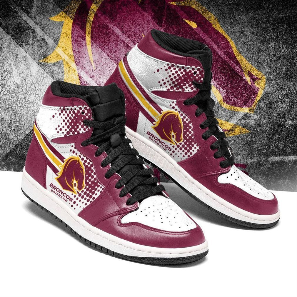 Brisbane Broncos NRL Fashion Sneakers Basketball Shoes Leather High Top Air Jordan Sneaker, Air Jordan Hightop