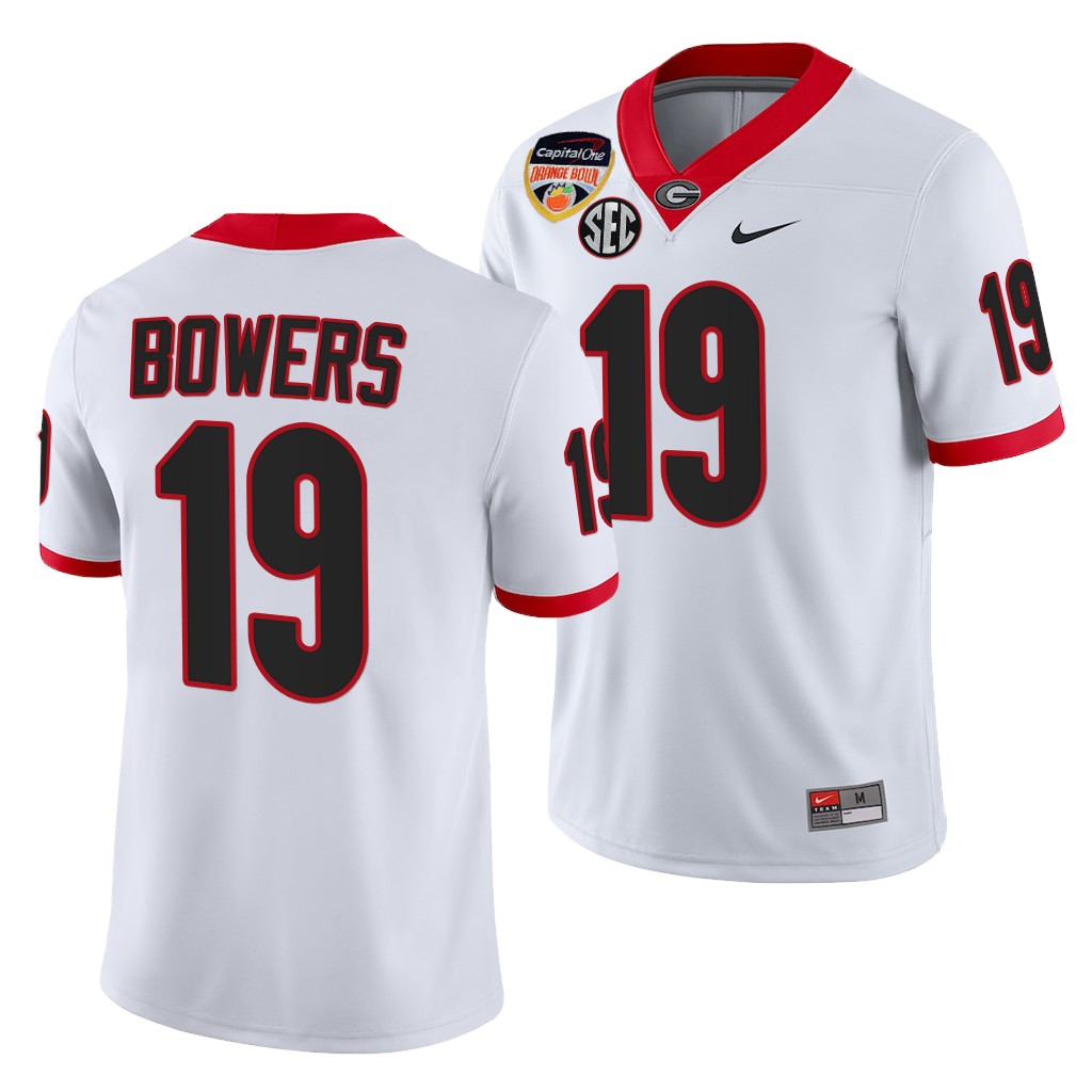Brock Bowers Georgia Bulldogs 2021 Orange Bowl White 100th Anniversary 19 Jersey Men