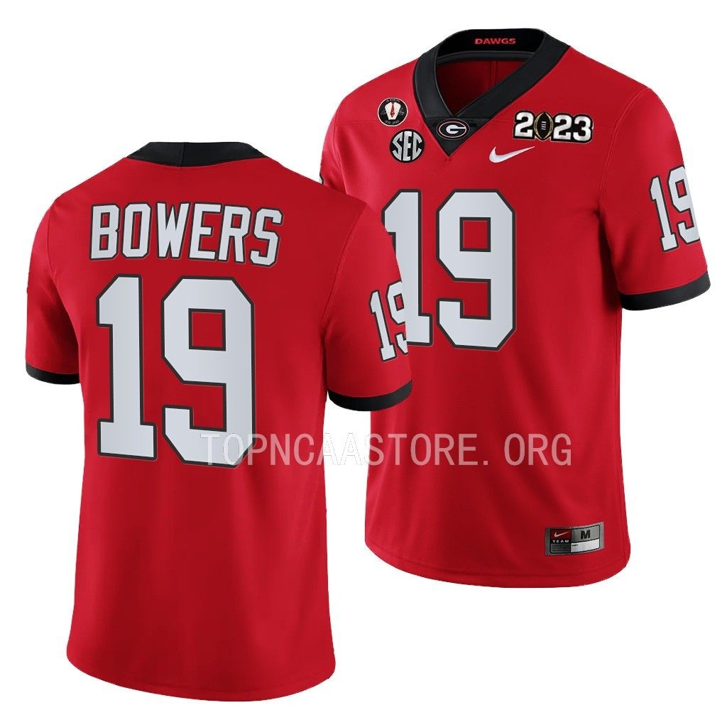 Brock Bowers Georgia Bulldogs 2023 National Championship #19 Jersey Men's Red College Playoff Uniform