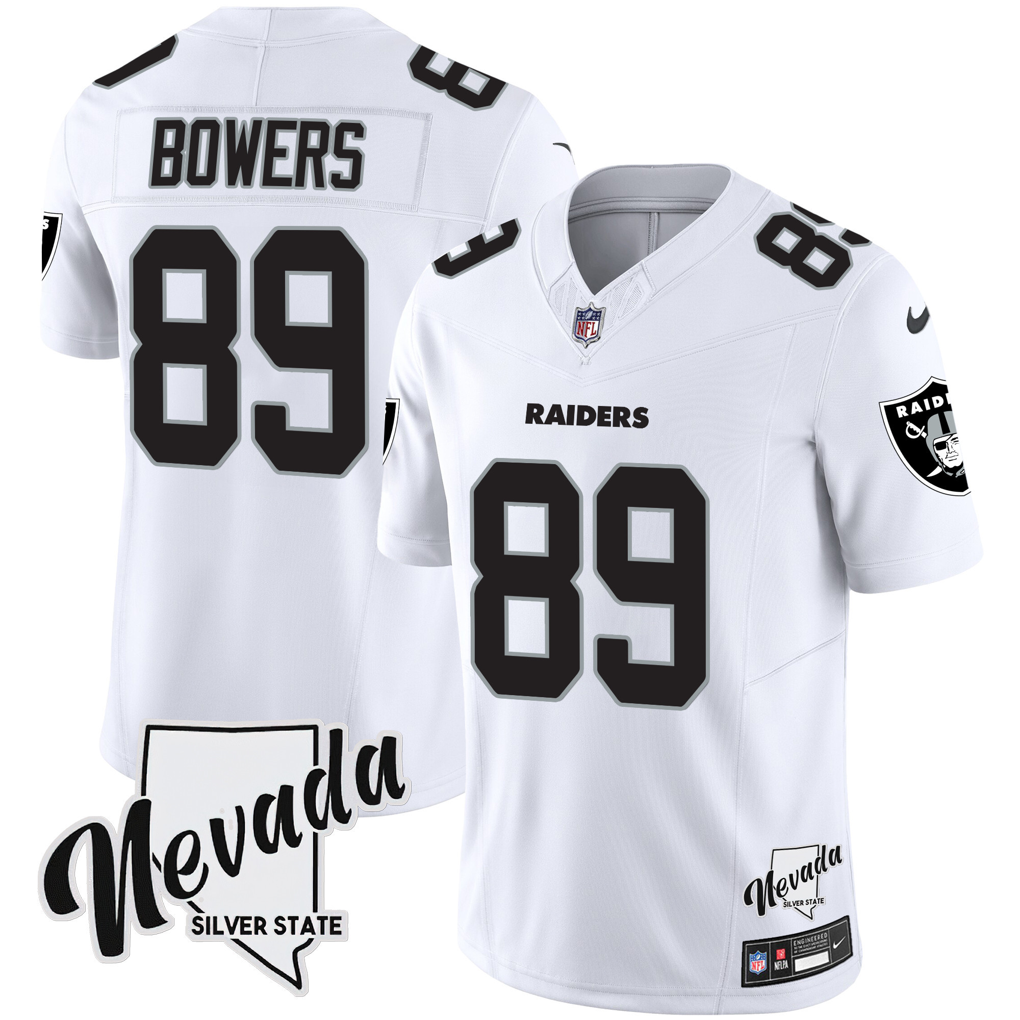 Brock Bowers Men's Las Vegas Raiders Nevada Silver State Patch Vapor White Jersey - All Stitched 