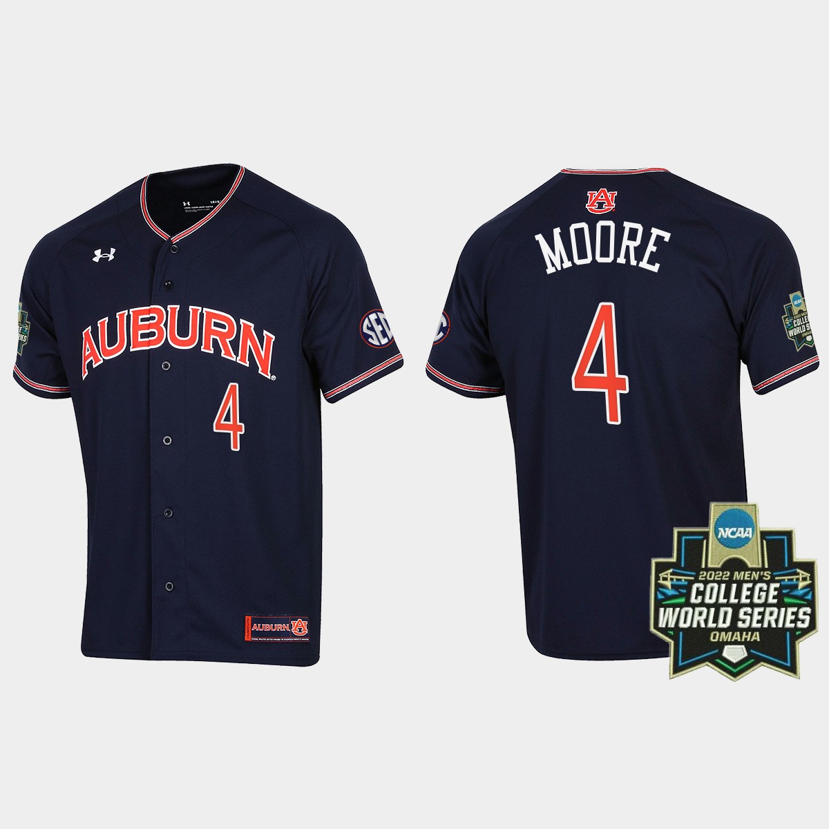 Brody Moore Auburn Tigers 2022 World Series Jersey - Navy