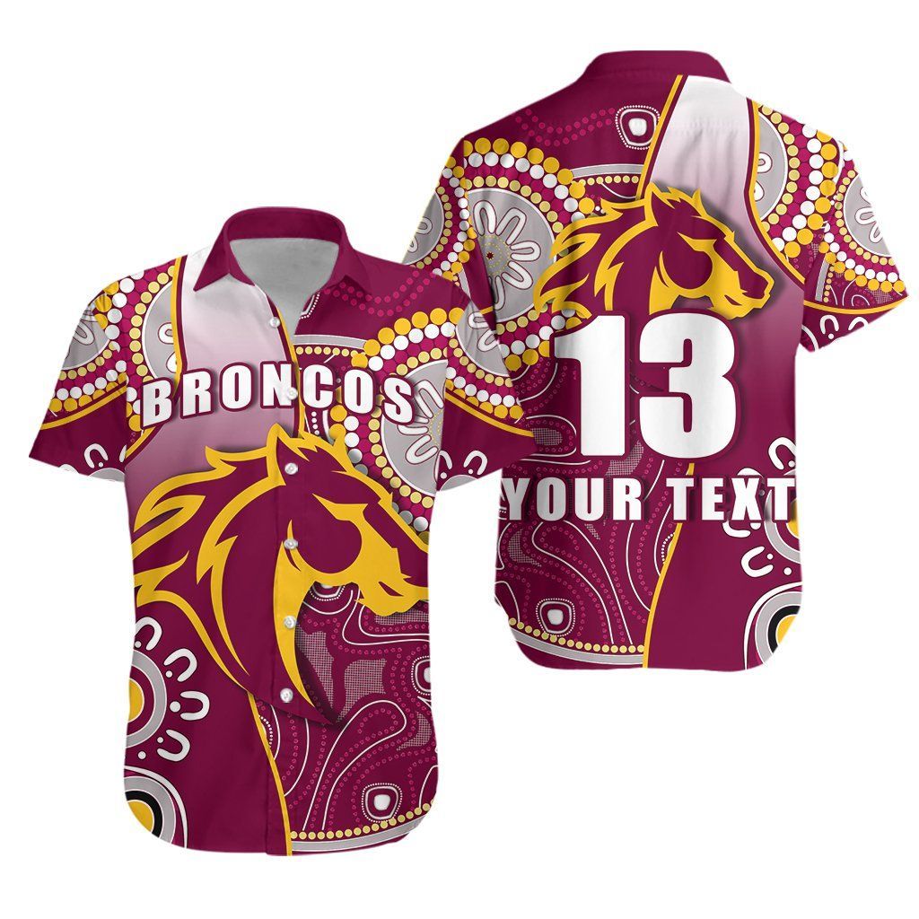 Broncos Indigenous Hawaiian Aloha Shirt Brisbane Strong Custom Text And Number Hawaiian Beach