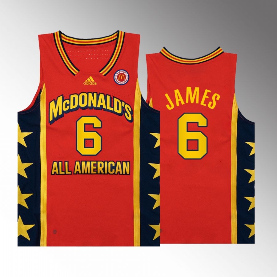 Bronny James 2023 McDonalds All-American #6 Red Jersey Team West
