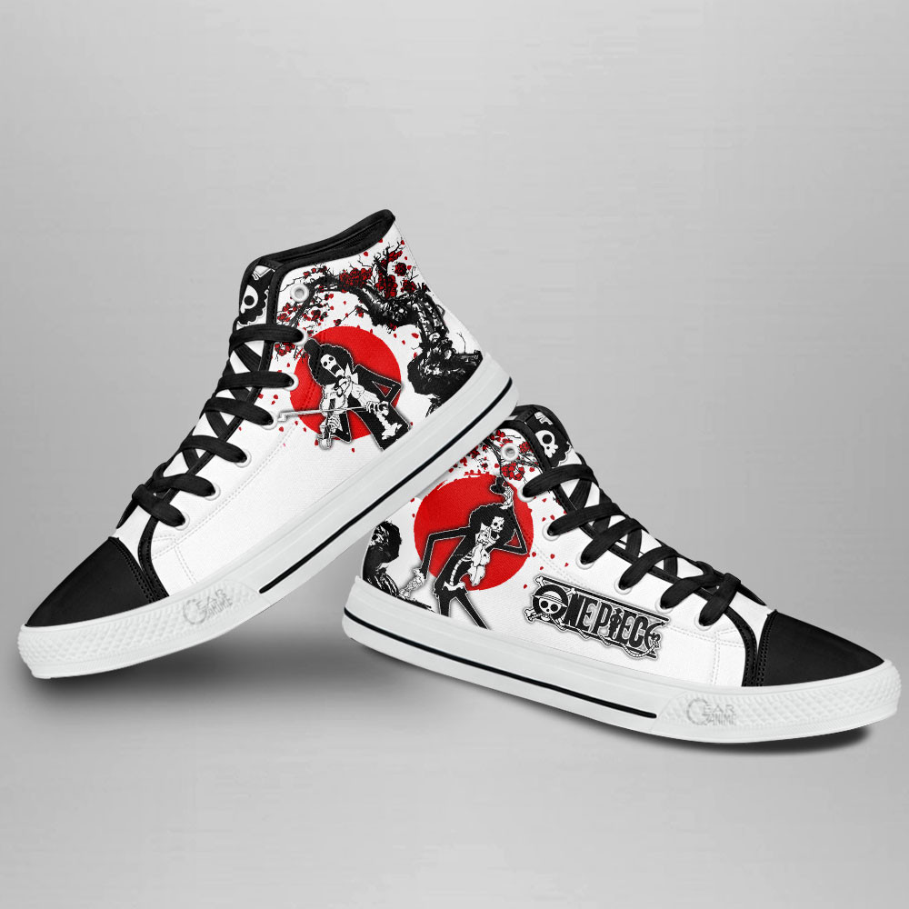 Brook High Top Shoes Custom Anime One Piece Sneakers Japan Style