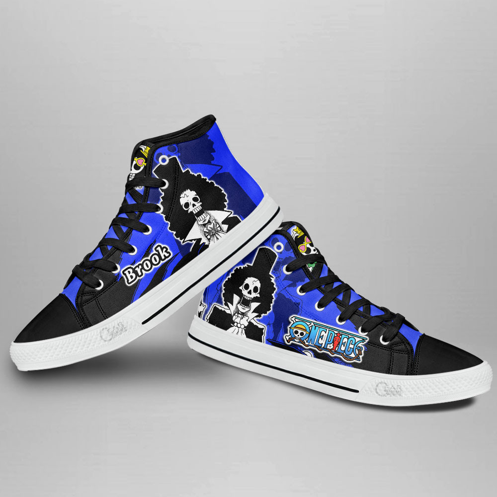 Brook High Top Shoes One Piece Custom Anime Sneakers Mix Manga