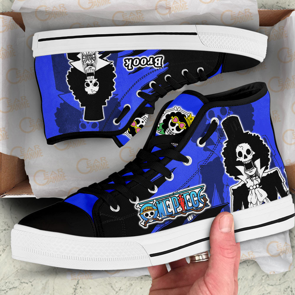 Brook High Top Shoes One Piece Custom Anime Sneakers Mix Manga