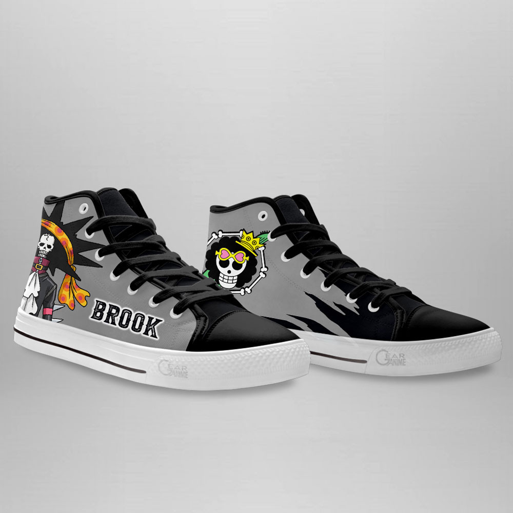 Brook High Top Shoes One Piece Red Custom Anime Sneakers