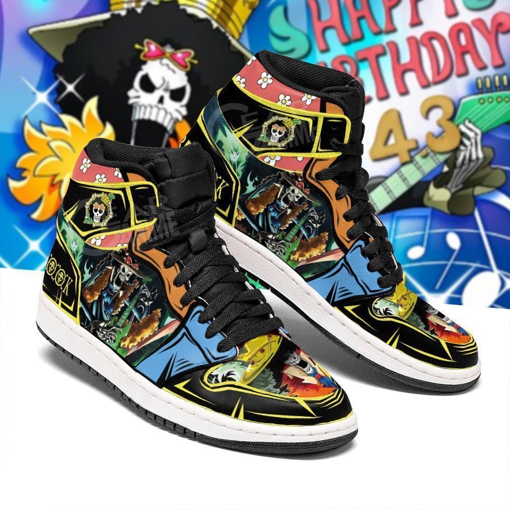 Brook JD1s Sneakers Anime One Piece Shoes Gift Idea, Air Jordan Hightop