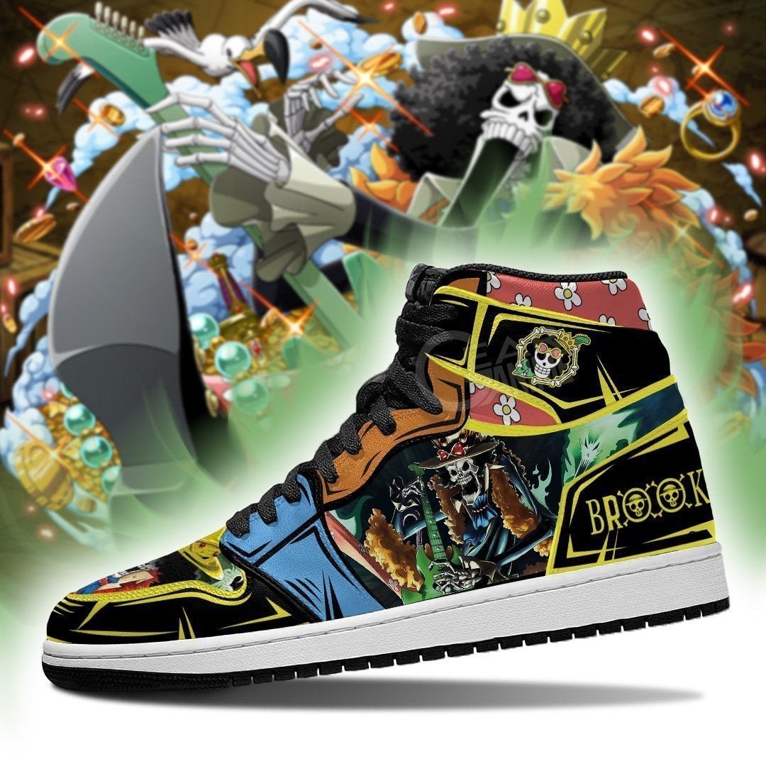 Brook JD1s Sneakers Anime One Piece Shoes Gift Idea, Air Jordan Hightop