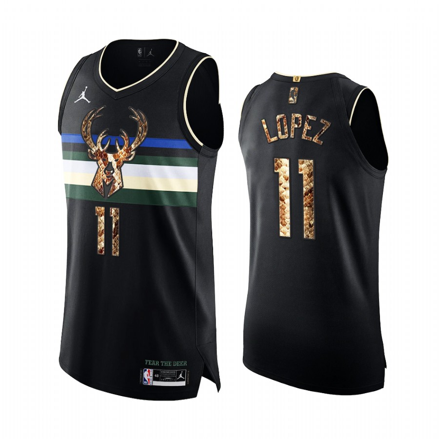 Brook Lopez Milwaukee Bucks Black Python Skin Jersey 2021 Exclusive Edition