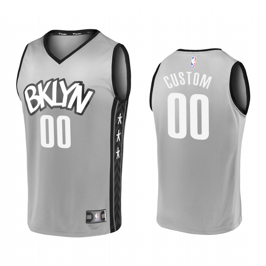 Brooklyn Nets #00 Custom Jersey 2021 Gray Statement Edition