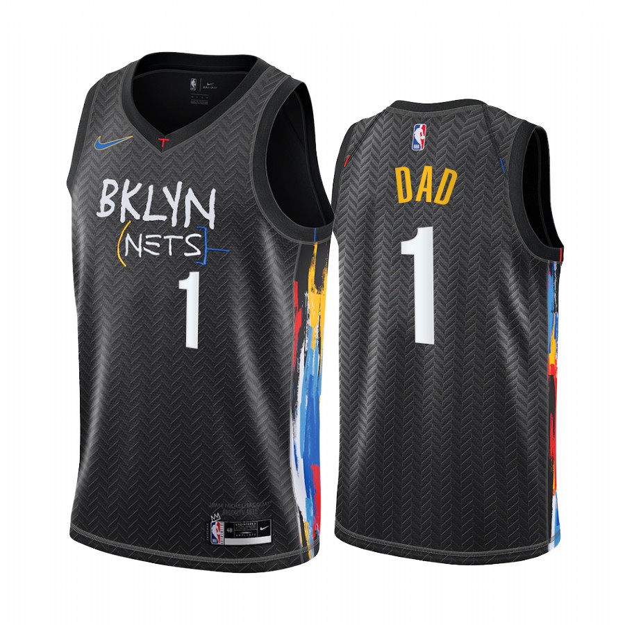 Brooklyn Nets 2021 Fathers Day Black No.1 Dad Jersey