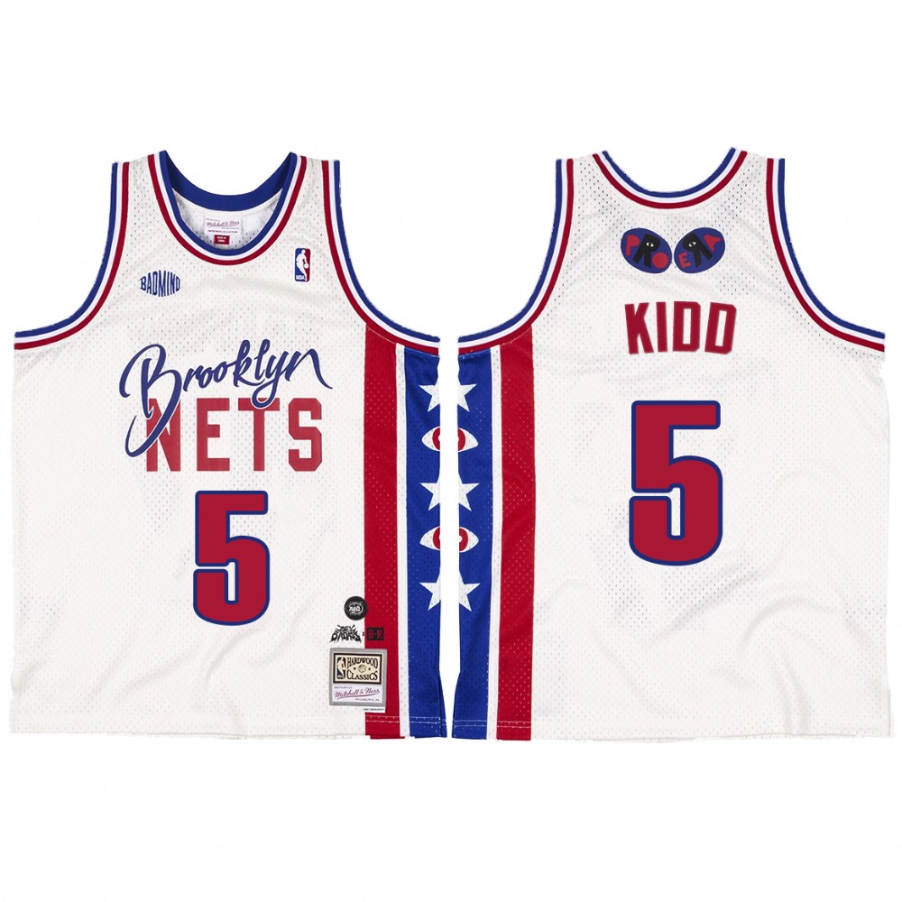 Brooklyn Nets BR Remix Jason Kidd #5 White Jersey