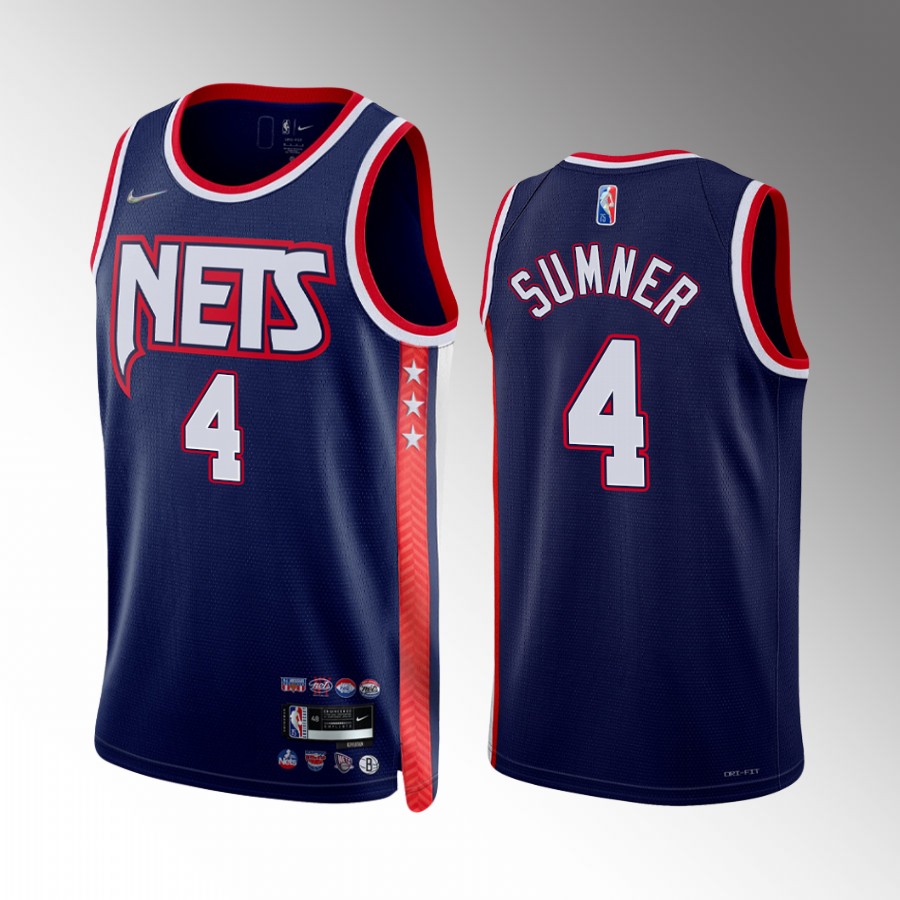Brooklyn Nets Edmond Sumner #4 City Edition Blue Jersey Diamond 75th