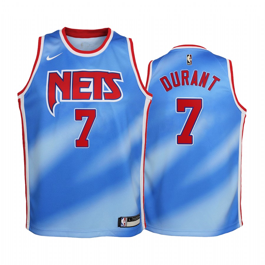 Brooklyn Nets Kevin Durant 2020-21 Hardwood Classics Blue Youth Jersey -
