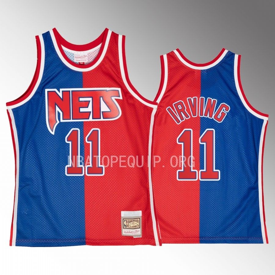 Brooklyn Nets Kyrie Irving Hardwood Classics #11 Blue Red Split Swingman Jersey