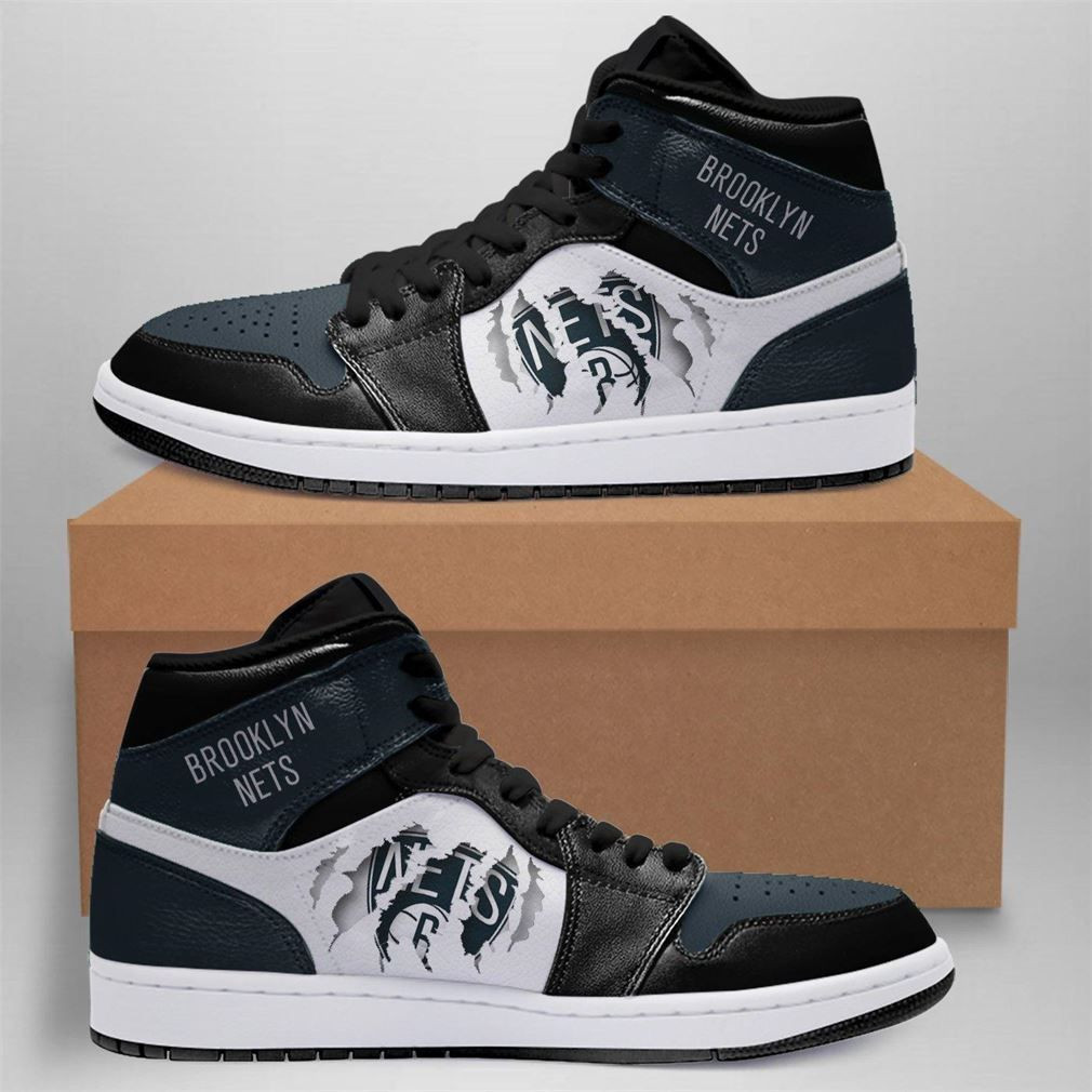 Brooklyn Nets NBA Fashion Sneakers Basketball Shoes Leather High Top Air Jordan Sneaker, Air Jordan Hightop